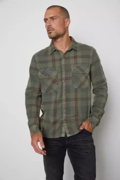 Velvet By Graham & Spencer KIRK PLAID BUTTON-UP SHIRT Mens 15 Velvet By Graham & Spencer KIRK PLAID BUTTON-UP SHIRT Mens