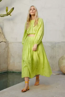 Velvet By Graham & Spencer WYNNE COTTON EYELET MAXI SKIRT